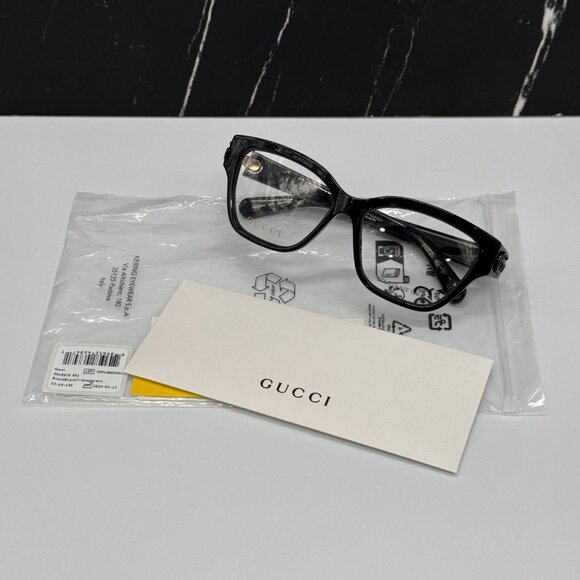 NEW GG1597O 001 GUCCI BLACK WOMEN GUCCI EYEGLASSES - Picture 10 of 11